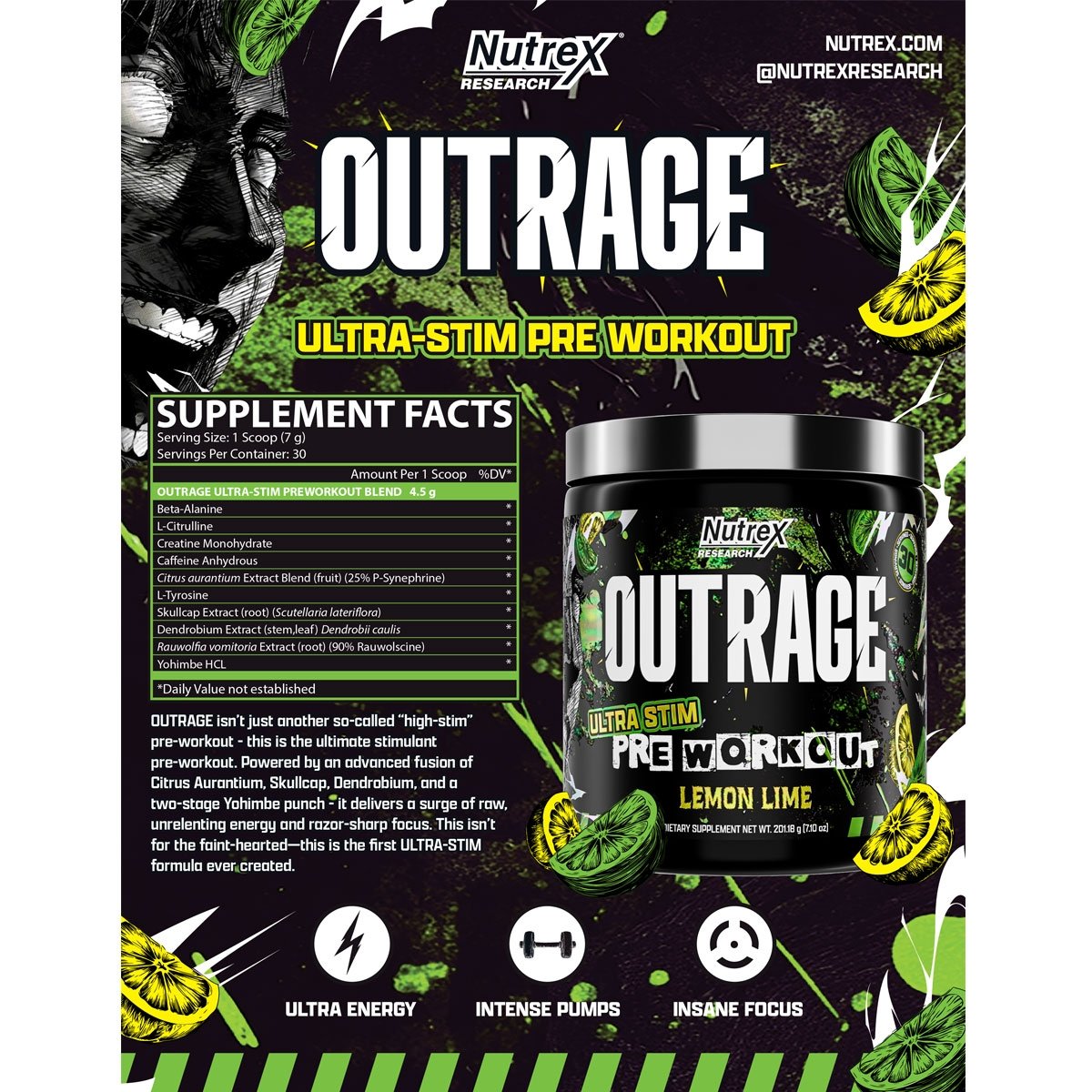 Outrage Pre Workout | Nutrex | Same Day Shipping