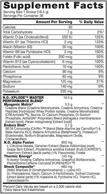 NO Xplode Supplement Facts