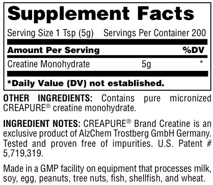    universal CREATINE POWDER facts