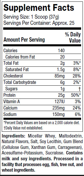 Micellar Whey Protein Supplement Facts