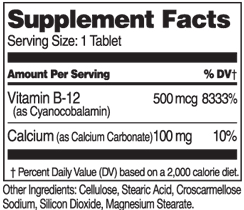 21st Century B12 Supplement Facts