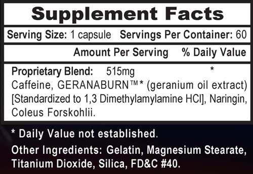 APS White Lightning Supplement Facts