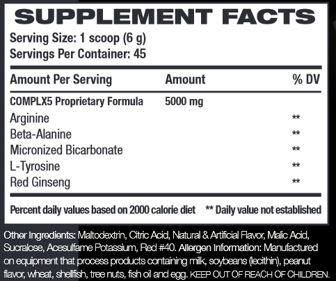 COMPLX5 Supplement Facts COMPLX5 Supplement Facts