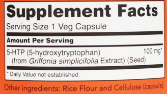 NOW 5-HTP - VCaps Supplement Facts NOW 5-HTP - VCaps Supplement Facts