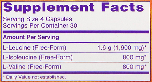 NOW BCAA - Caps Supplement Facts