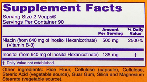 NOW Flush Free Niacin Supplement Facts