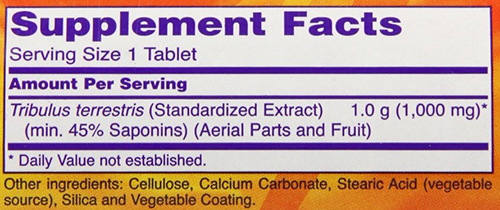 NOW Tribulus Supplement Facts