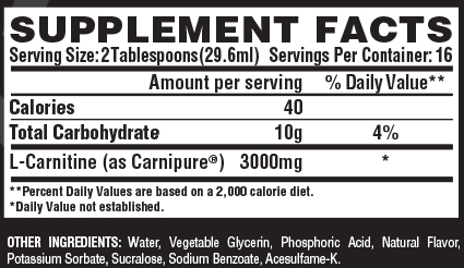 Nutrex Liquid Carnitine 3000 Supplement Facts