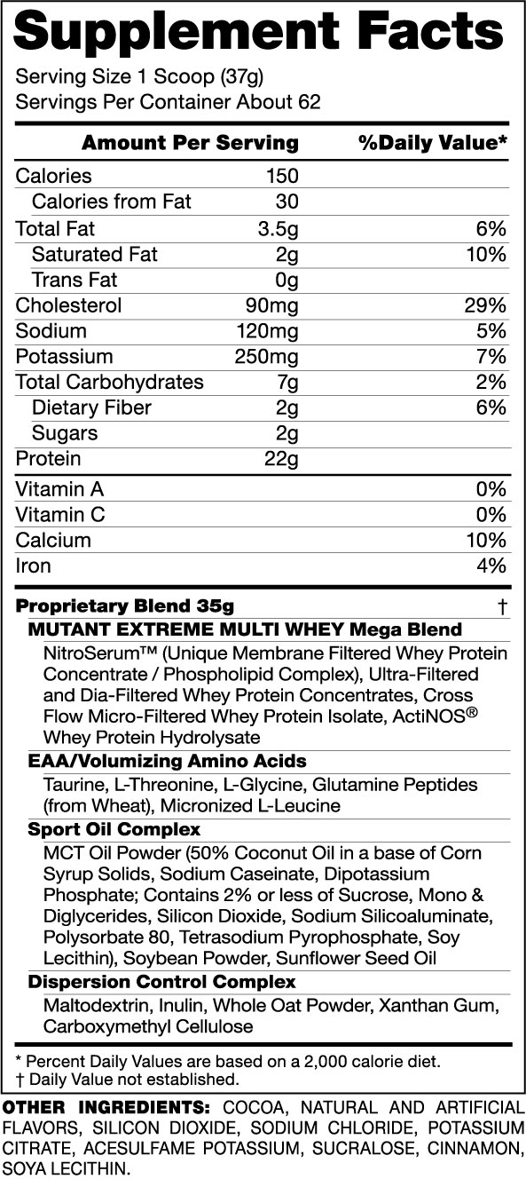 Mutant Whey Protein Supplement Facts Mutant Whey Protein Supplement Facts