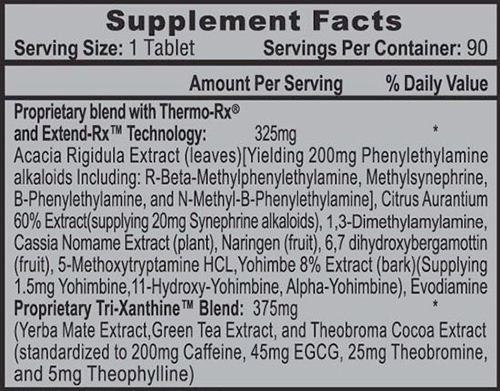 Lipodrene Hardcore Supplement Facts