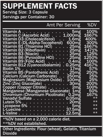Fit Men Multi Supplement Facts