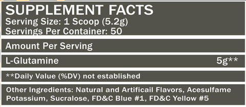 Rehab L-Glutamine Supplement Facts