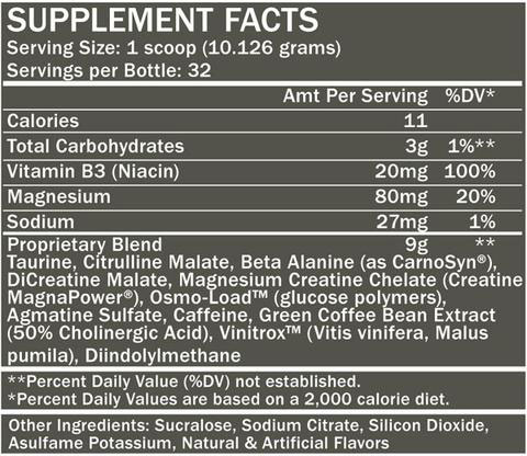 Volatile Pre Workout Supplement Facts