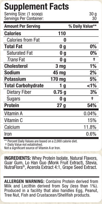 IsoNatural Supplement Facts