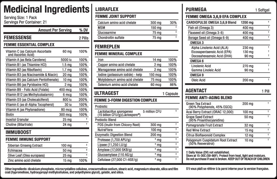 Vitafemme Multi-Pack Supplement Facts Vitafemme Multi-Pack Supplement Facts