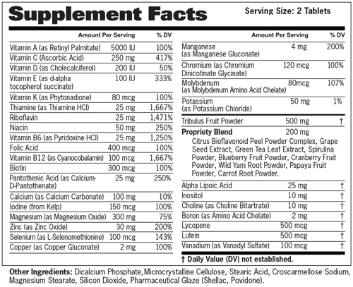Mens Multi Test Supplement Facts Mens Multi Test Supplement Facts