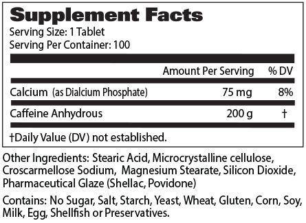 GAT Caffeine Supplement Facts