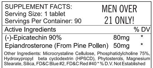 Epi Andro 50 Supplement Facts Image