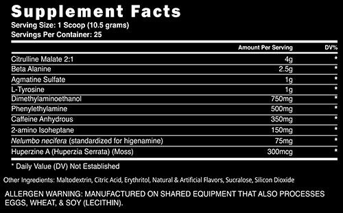 Dust Extreme Supplement Facts