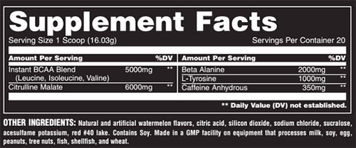 Animal Fury Pre Workout Supplement Facts