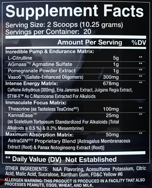 Olympus Labs RE1GN Supplement Facts