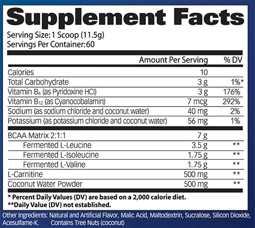 FLEX BCAA Supplement Facts
