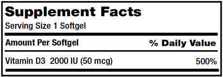 Kirkland Vitamin D3 Supplement Facts