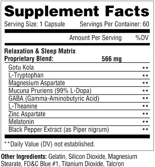 Relaxitrol Supplement Facts Image