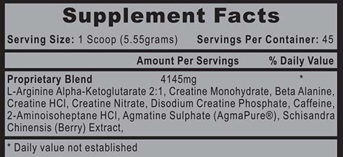 Jack'd Up Supplement Facts