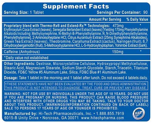 Lipodrene Elite Supplement Facts Image