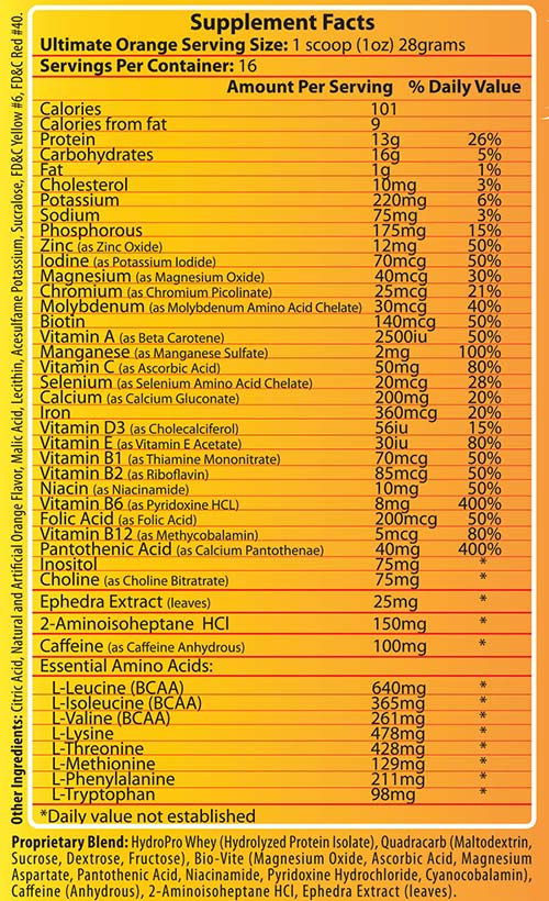 Ultimate Orange Supplement Facts