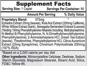 ECA Xtreme Supplement Facts Image