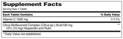 Kirkland Vitamin C Supplement Facts