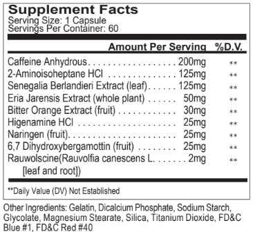 Prime Nutrition Redux Supplement Facts