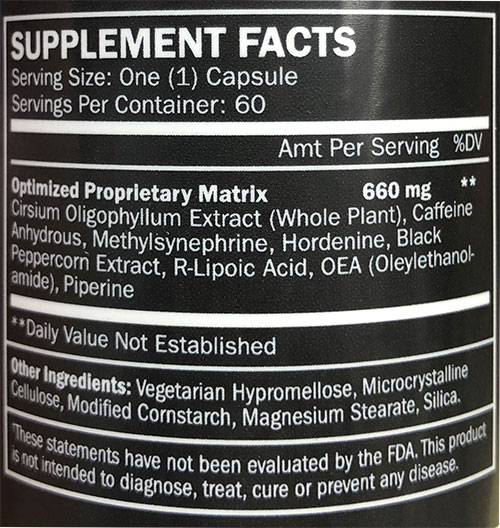 Hyperdrive 4.0 Supplement Facts