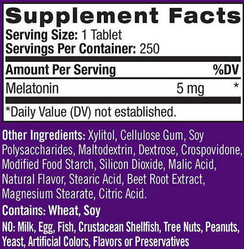 Natrol Melatonin Supplement Facts