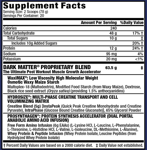 MHP Dark Matter Supplement Facts