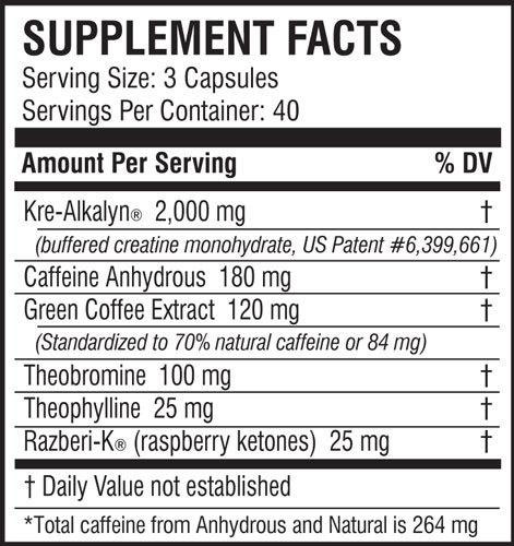 EFX Kre Alkalyn Hardcore Supplement Facts