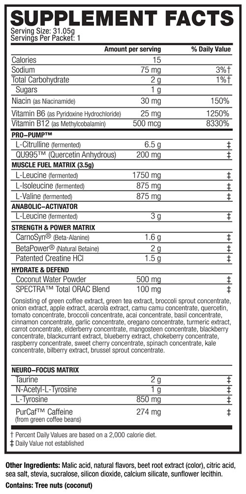 Pre Kaged Supplement Facts