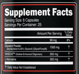Vasogorge Supplement Facts