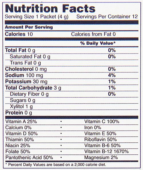 Slender Sticks Nutrition Facts