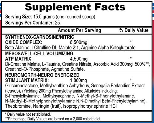 Mesomorph V3 Supplement Facts Image