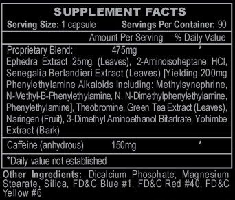 Stimerex Hardcore Ingredients Image