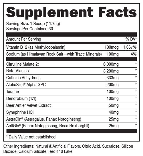 Woke AF Pre Workout Supplement Facts Image