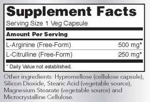 NOW Arginine and Citrulline Supplement Facts