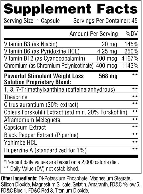Stimulean Supplement Facts Image