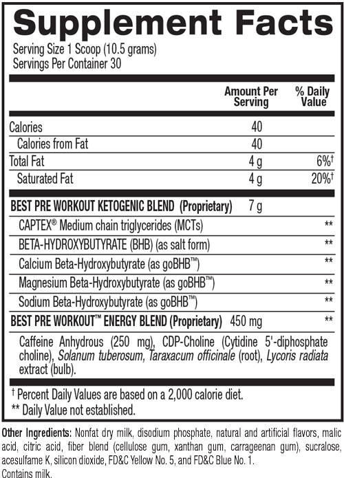 BPI Best Pre Workout Supplement Facts