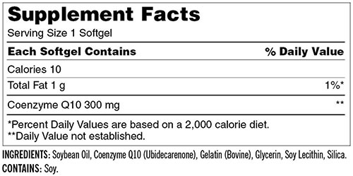 Kirkland CoQ10 Supplement Facts
