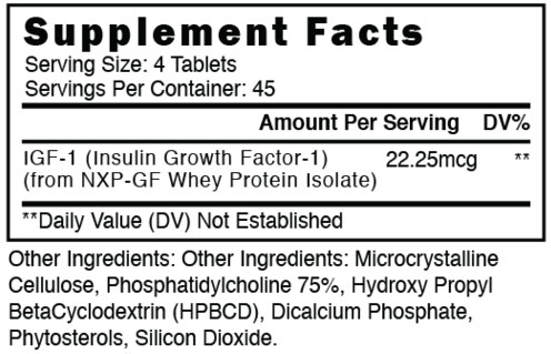 SST-1 IGF-1 Supplement Facts Image
