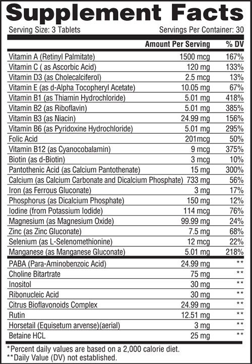 Metabolic Nutrition Hair Skin and Nails Supplement Facts Image